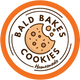 Logo of Bald Bakes Cookies with an orange border